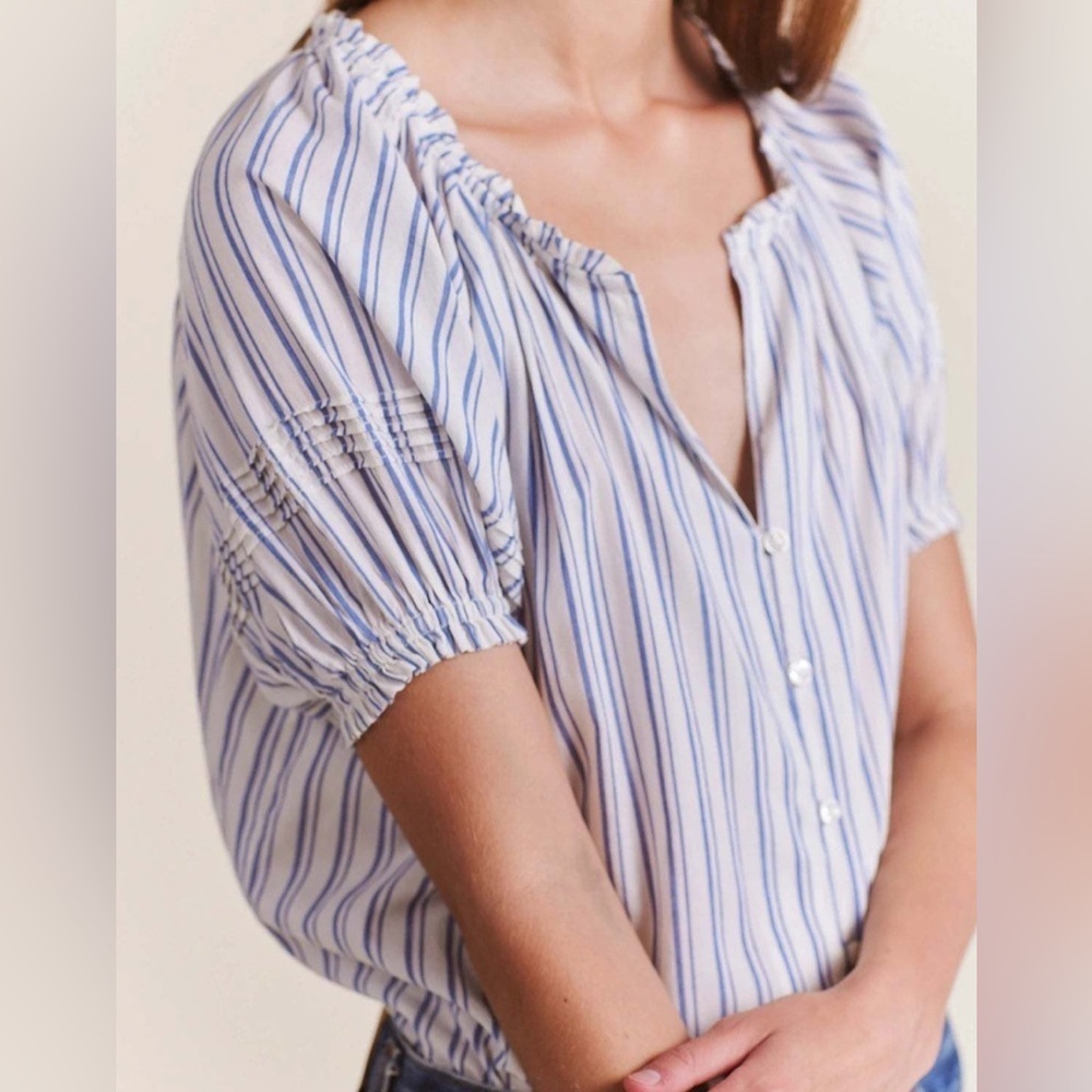 Trovata Birds of Paradise June Blouse in Swim Stripe Sz. Small - Picture 3 of 14